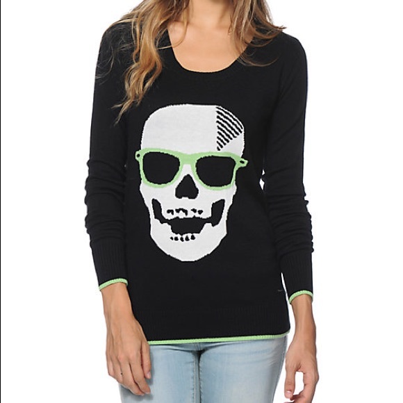 Volcom Skull Stretch Sweater Size Small